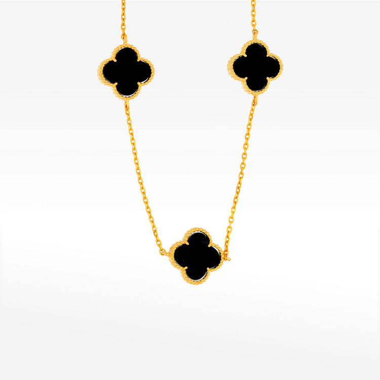 Naszyjnik ze złota 45-50cm z onyksem