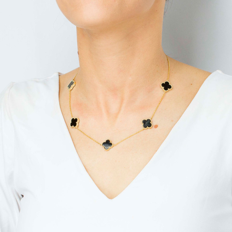 Naszyjnik ze złota 45-50cm z onyksem