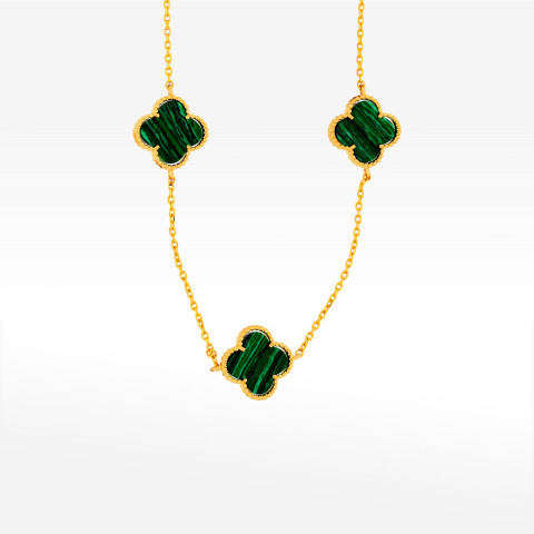 Naszyjnik ze złota 45-50cm z malachitem