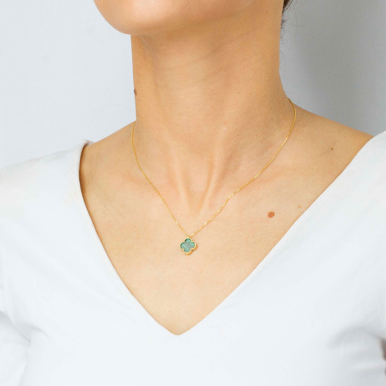 Naszyjnik ze złota 42-45cm z malachitem