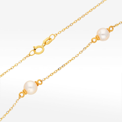 Naszyjnik ze złota 45cm z perłami