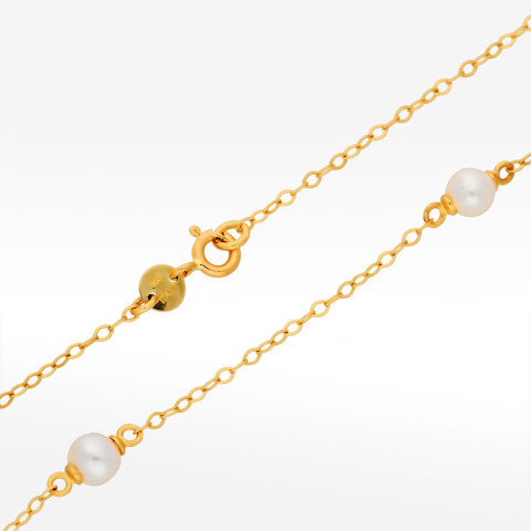 Naszyjnik ze złota 45cm z perłami