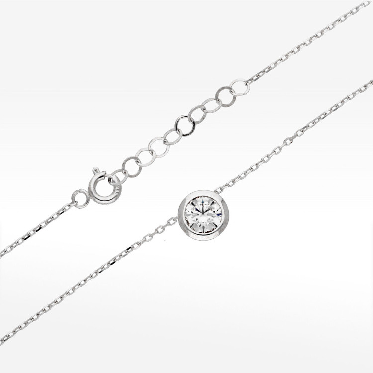 Naszyjnik ze złota 42-45cm z białą cyrkonią