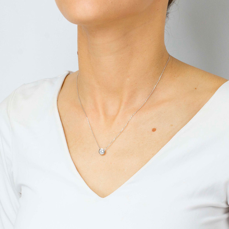 Naszyjnik ze złota 42-45cm z białą cyrkonią