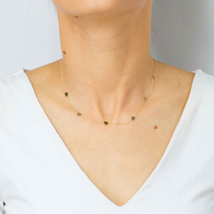 Naszyjnik ze złota 42-45cm z sercami