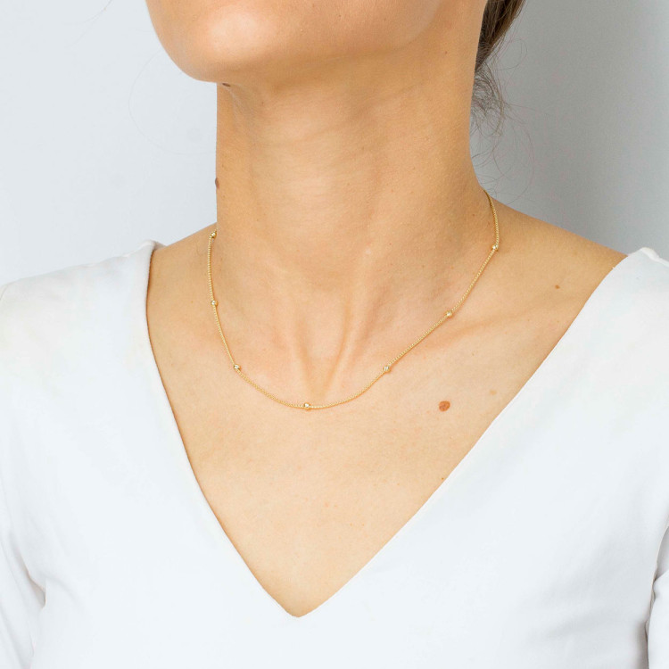 Naszyjnik ze złota 42-45cm ze złotymi koralikami