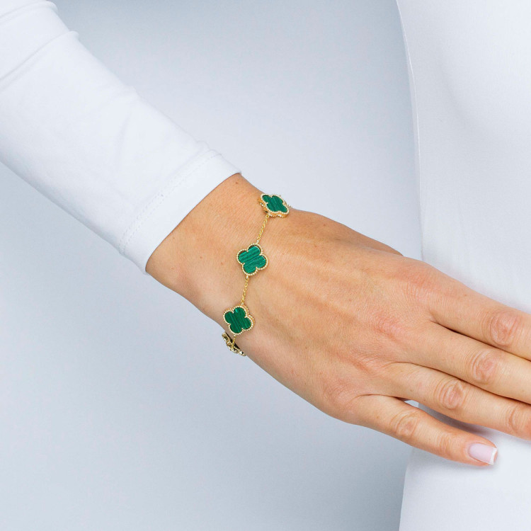 Bransoletka ze złota z malachitem