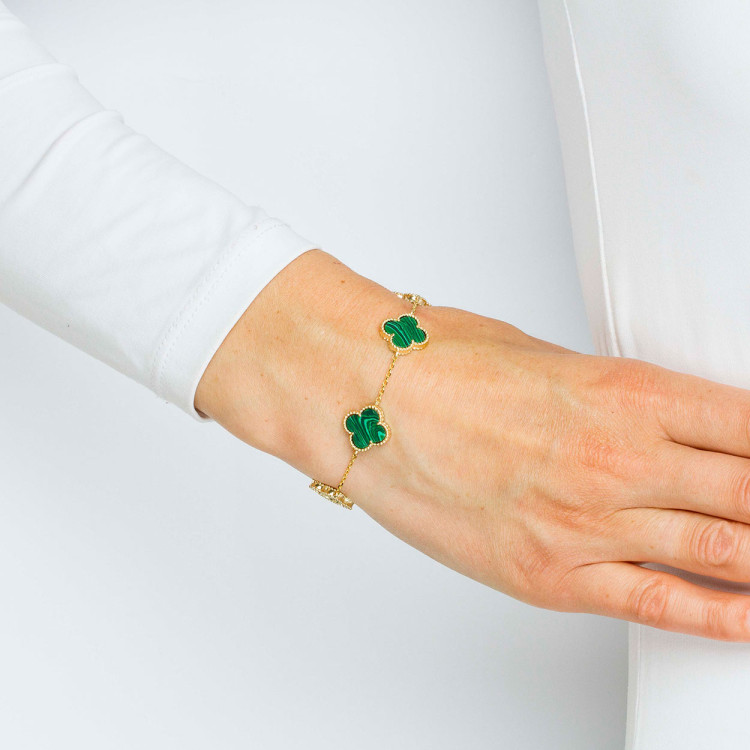 Bransoletka ze złota z malachitem