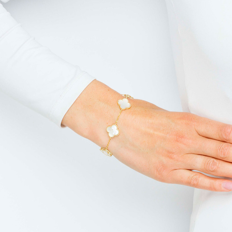 Bransoletka ze złota z masą perłową