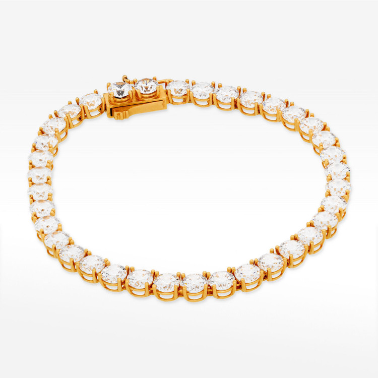 Bransoletka ze złota z białymi cyrkoniami