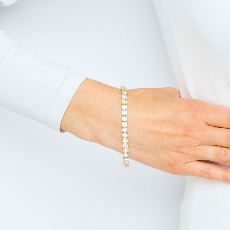 Bransoletka ze złota z białymi cyrkoniami