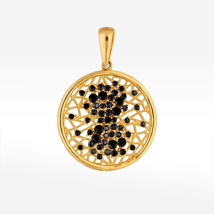 Zawieszka ze złota z czarnymi cyrkoniami