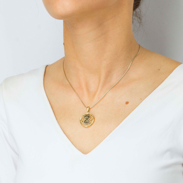 Zawieszka ze złota z czarnymi cyrkoniami