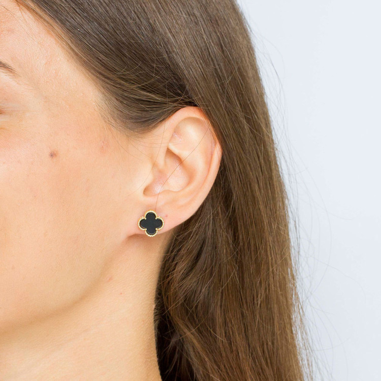 Kolczyki ze złota z onyksem 12.5mm