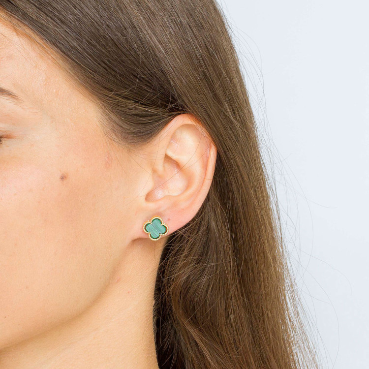 Kolczyki ze złota z malachitem