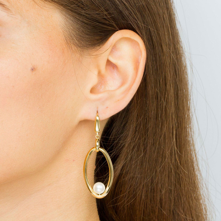 Kolczyki ze złota wiszące z pełą