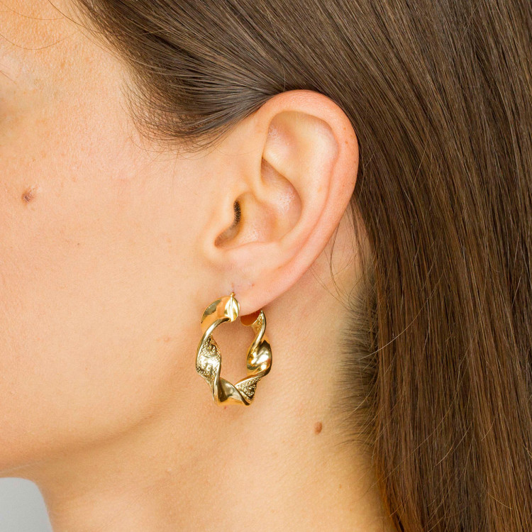 Kolczyki ze złoa 3.0cm koła z wzorem greckim