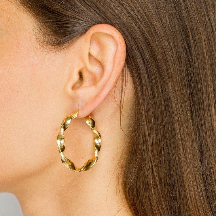 Kolczyki ze złota 3.9cm koła z wzorem greckim