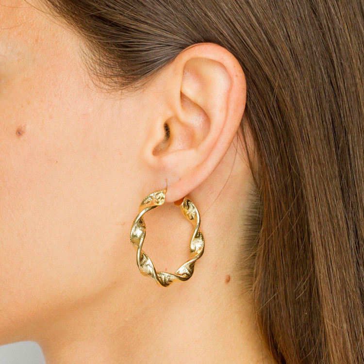 Kolczyki ze złota 3.6cm koła z wzorem greckim