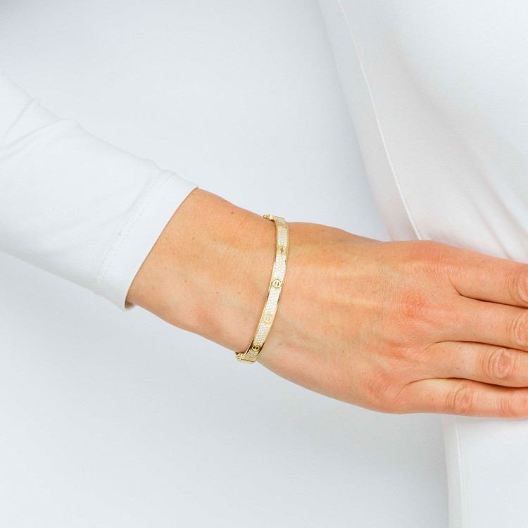 Bransoletka ze złota z białymi cyrkoniami