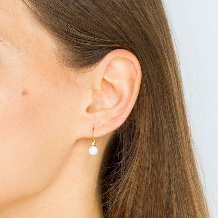 Kolczyki ze złota z opalem i białą cyrkonią