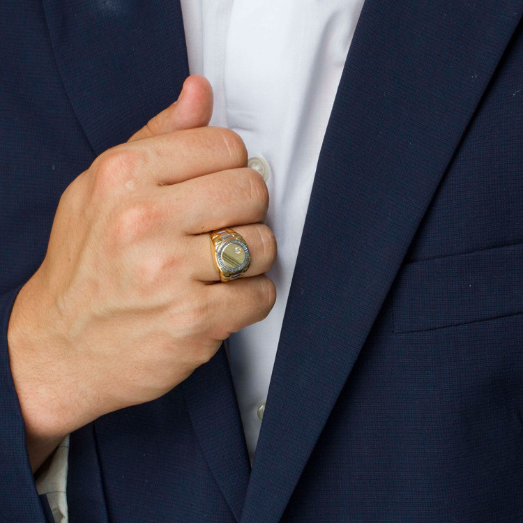 Sygnet ze złota z białą cyrkonią