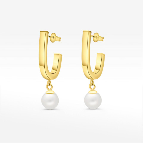 Kolczyki ze złota wiszące z perłą