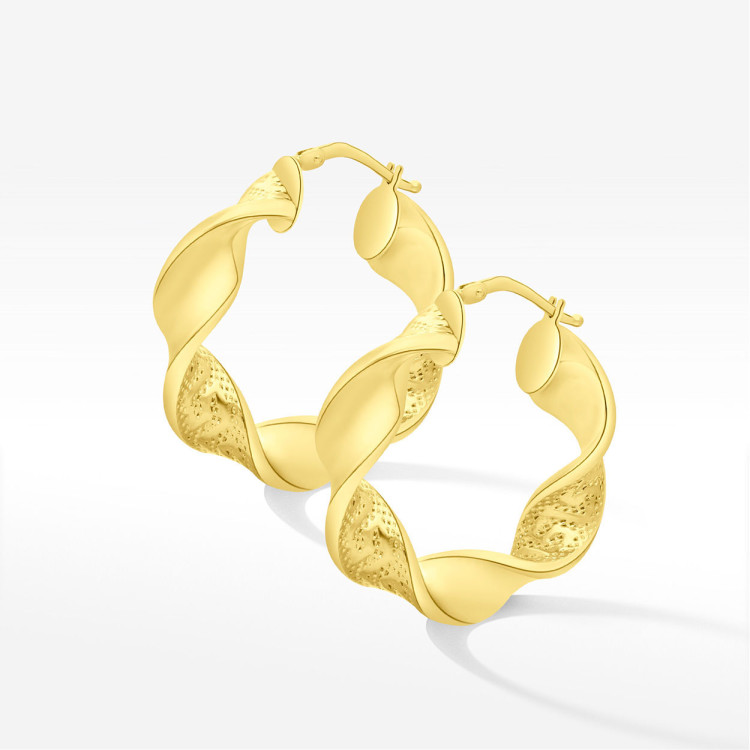 Kolczyki ze złoa 3.0cm koła z wzorem greckim