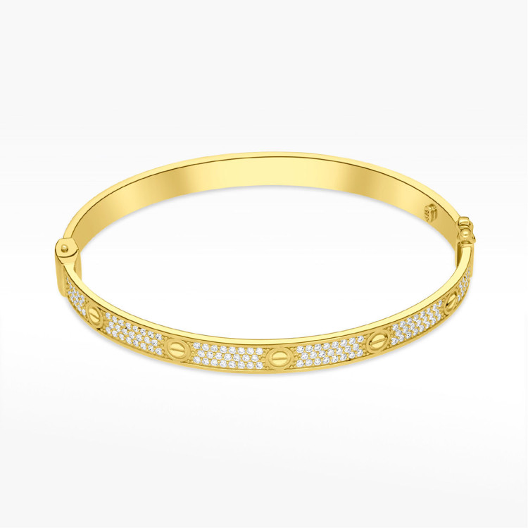 Bransoletka ze złota z białymi cyrkoniami
