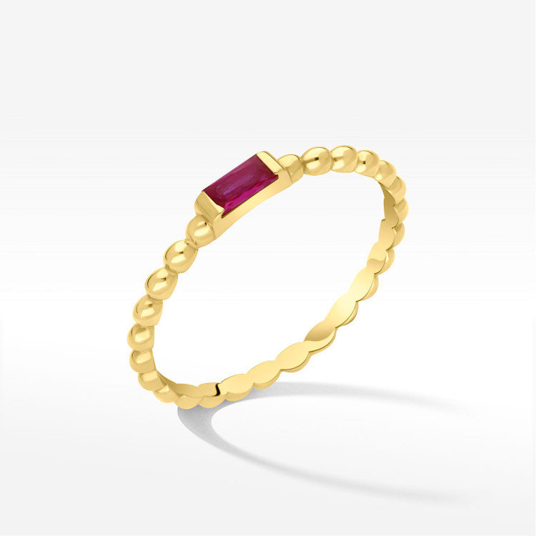 Pierścionek ze  złota z różową cyrkonią