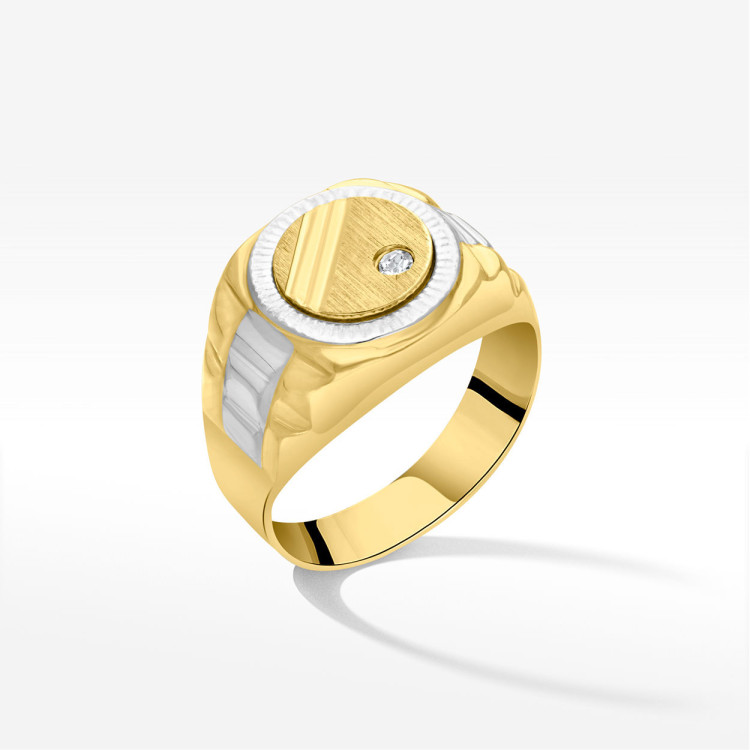 Sygnet ze złota z białą cyrkonią