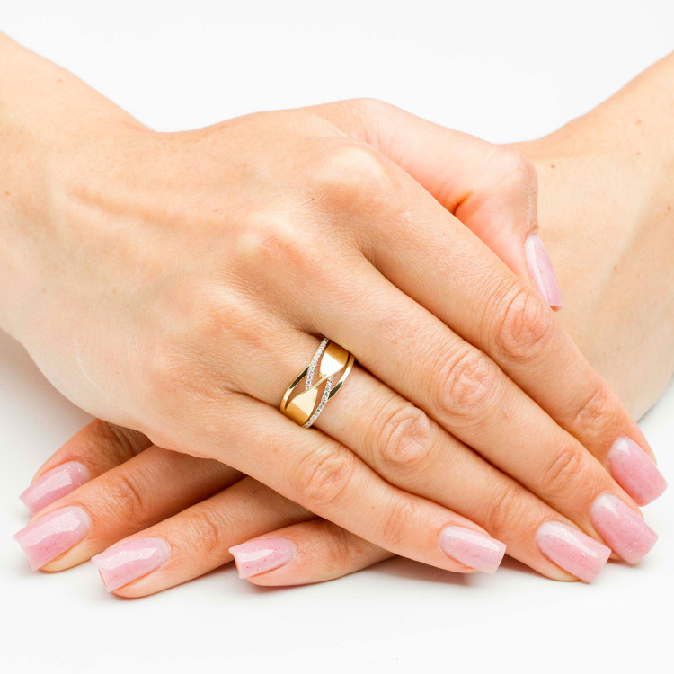 Pierścionek ze złota z białymi cyrkoniami