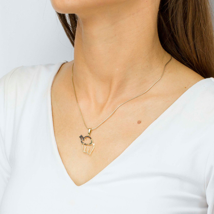 Zawieszka ze złota słonik z czarnymi cyrkoniami