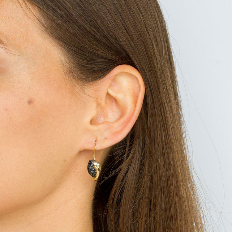 Kolczyki ze złota z czarnymi cyrkoniami