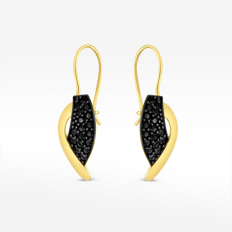 Kolczyki ze złota z czarnymi cyrkoniami