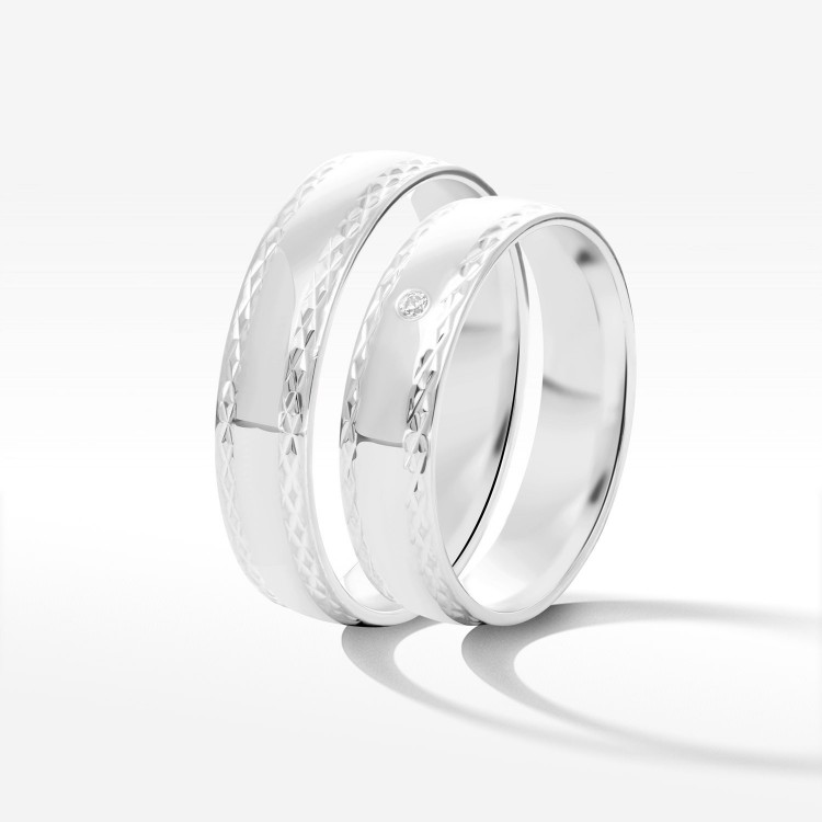 Obrączki ślubne z białego złota 5mm półokrągłe