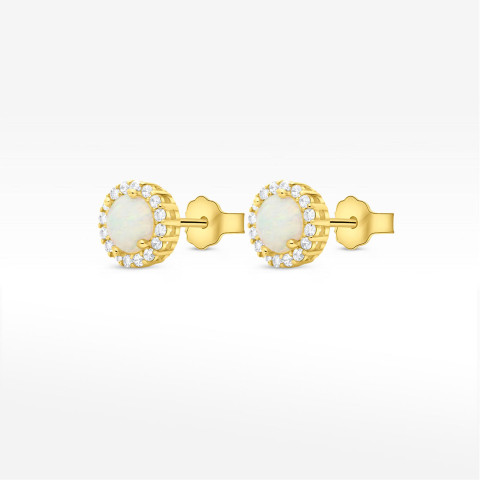 Kolczyki ze złota z opalem i białymi cyrkoniami