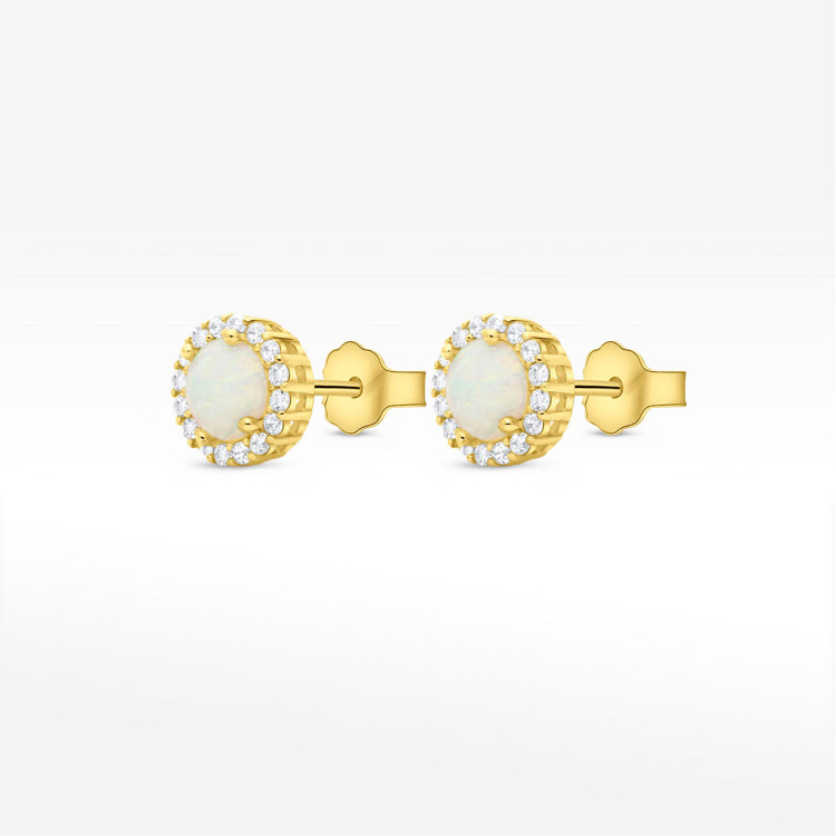 Kolczyki ze złota z opalem i białymi cyrkoniami