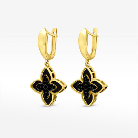Kolczyki ze złota z onyksem i czarnymi cyrkoniami