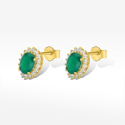 Kolczyki ze złota z zieloną i białymi cyrkoniami