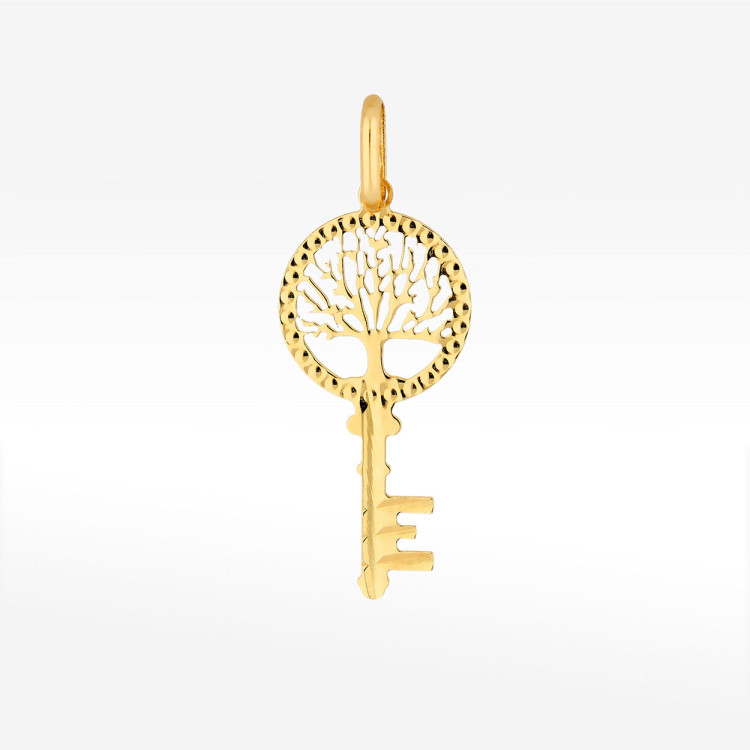Zawieszka ze złota klucz z drzewkiem szczęścia