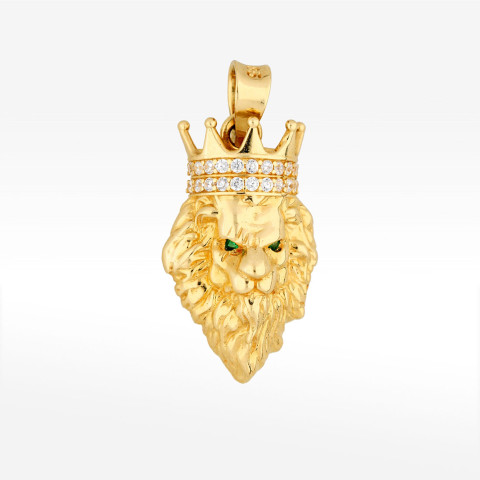 Zawieszka ze złota lew  w koronie