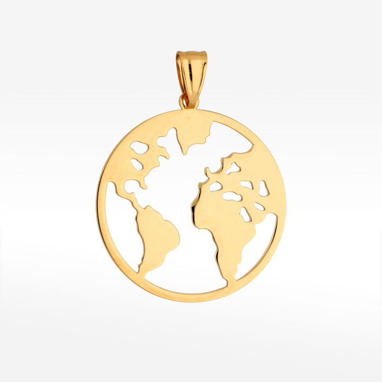 Zawieszka ze złota mapa świata