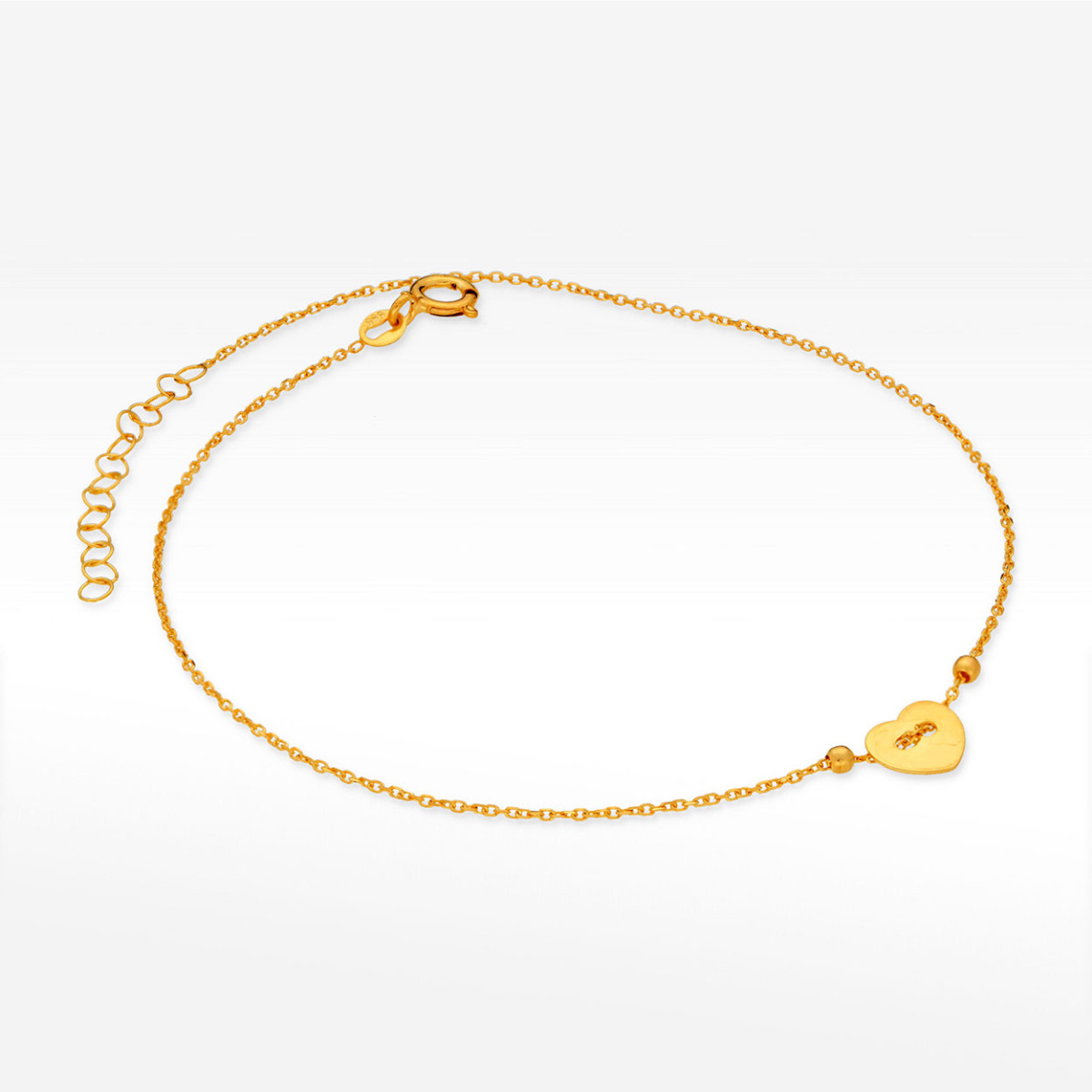 Bransoletka ze złota na nogę z sercem