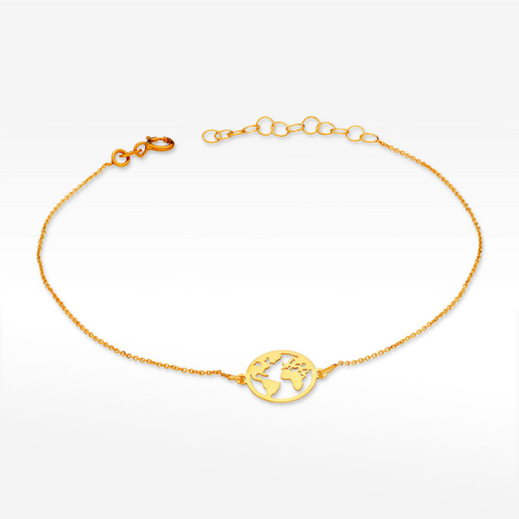 Bransoletka ze złota z mapą świata