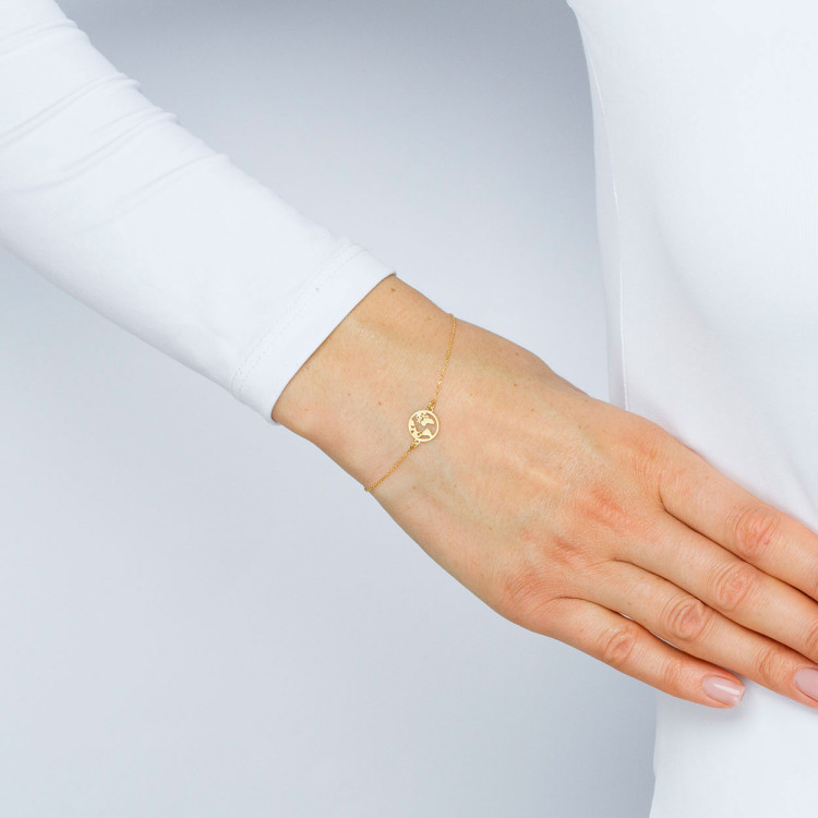 Bransoletka ze złota z mapą świata