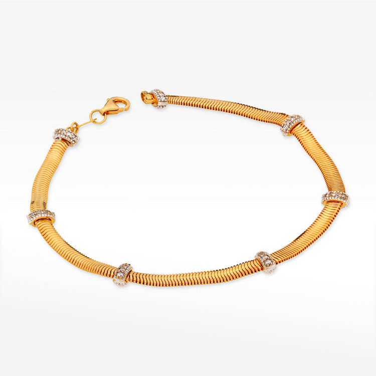 Bransoletka ze złota linka z białymi cyrkoniami