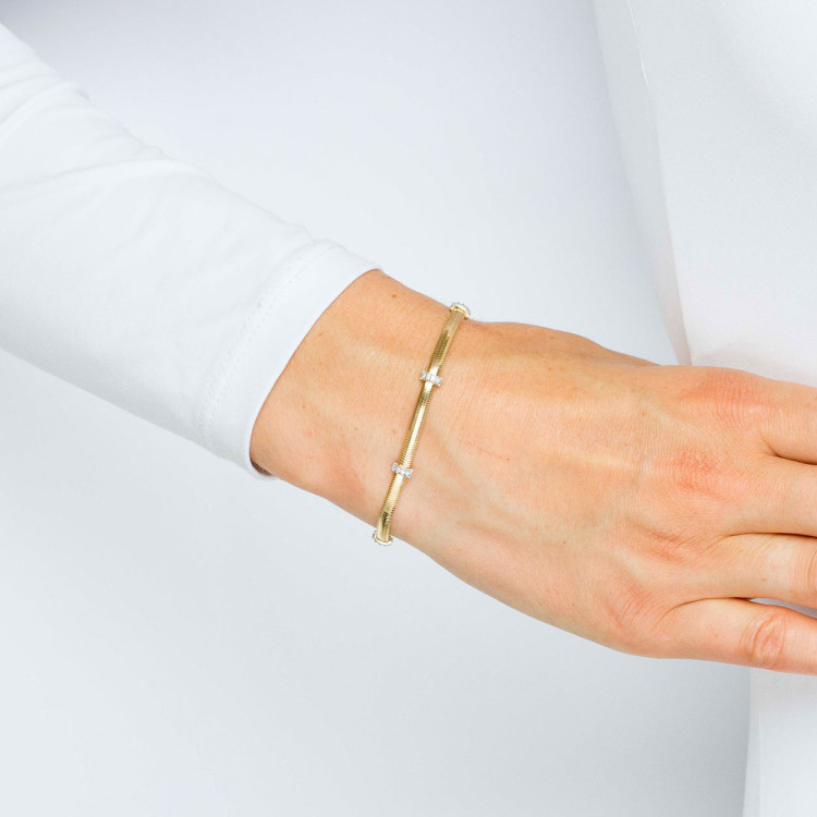 Bransoletka ze złota linka z białymi cyrkoniami