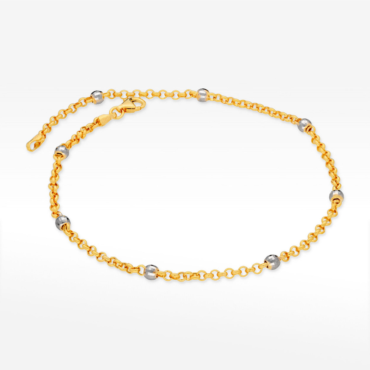 Bransoletka ze złota na nogę ze złotymi koralikami