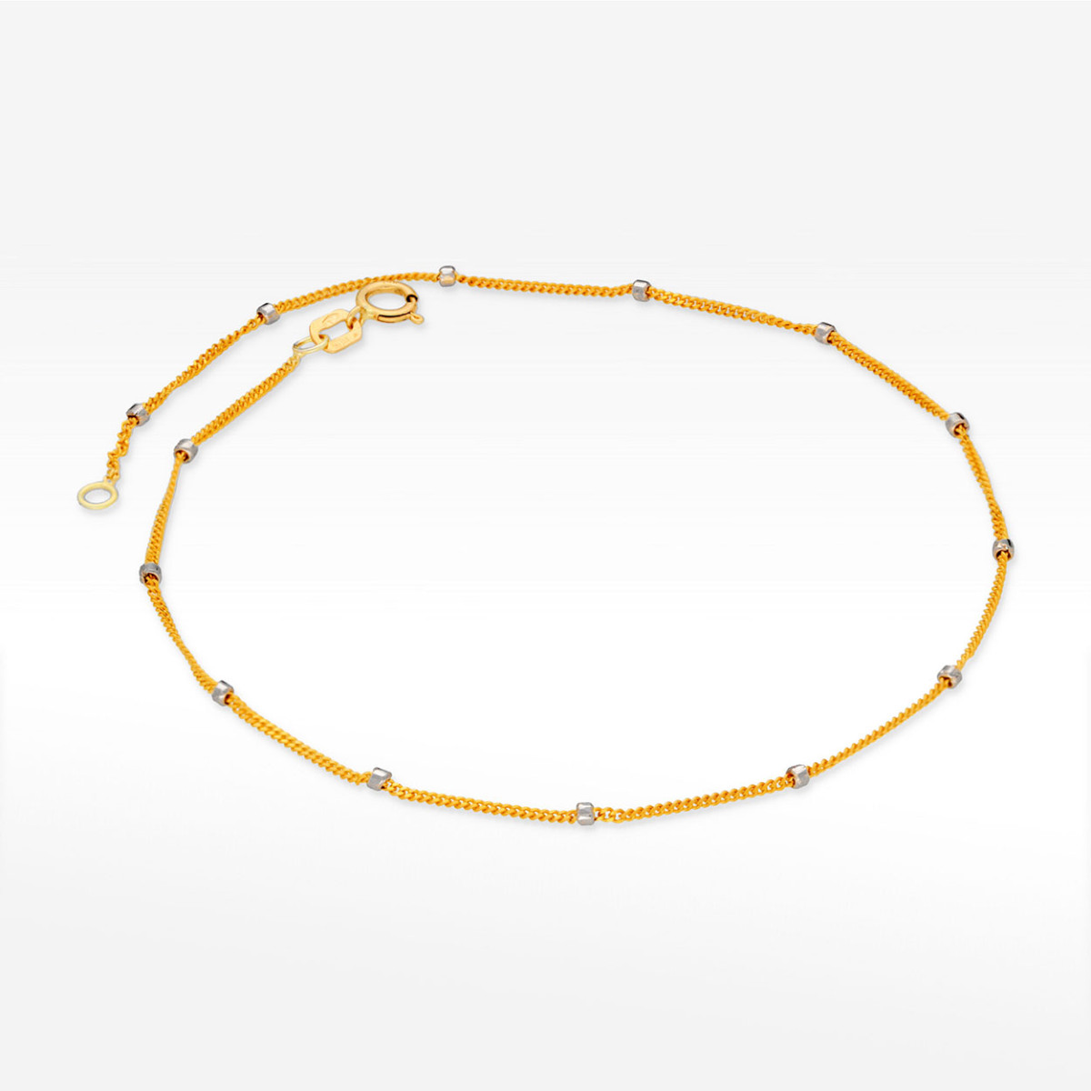 Bransoletka ze złota na nogę ze złotymi koralikami